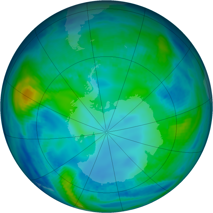 Antarctic ozone map for 15 May 1999